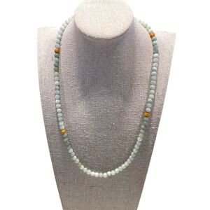 Vintage 20" Jadeite Jade Bead Necklace‎ 6mm Round Green with Silver Clasp